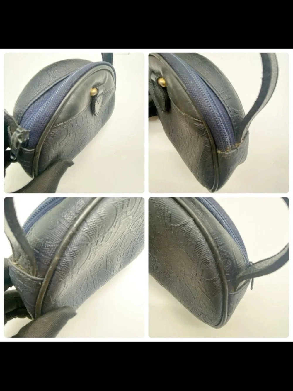 Dior Black Embossed Logo Shoulder Bag